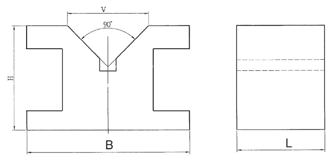 Zeichnung Prismenblöcke mit Spannbügel, L: 76,2 mm