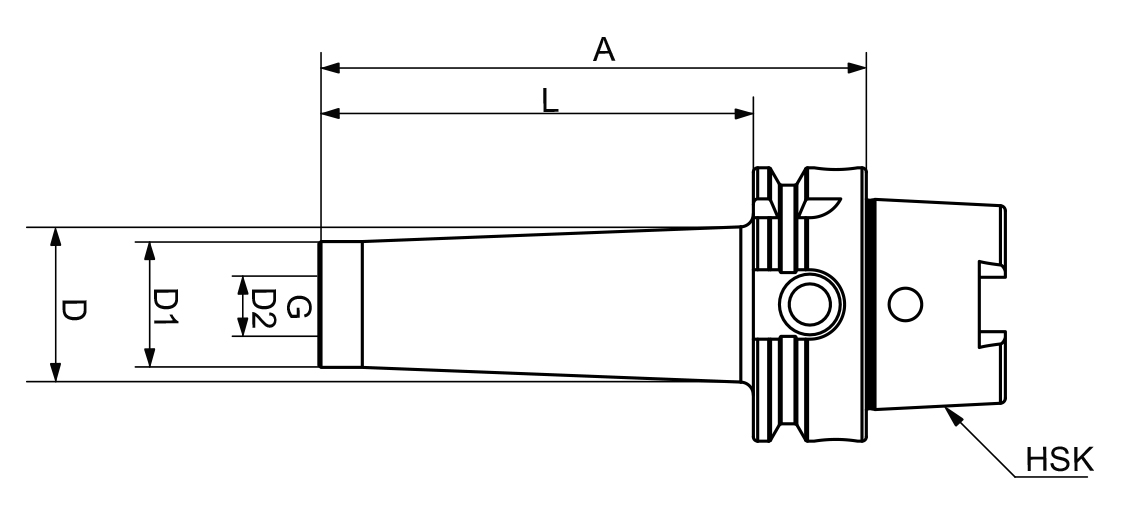 Zeichnung Fräseraufnahme HSK-A 63, M12-100