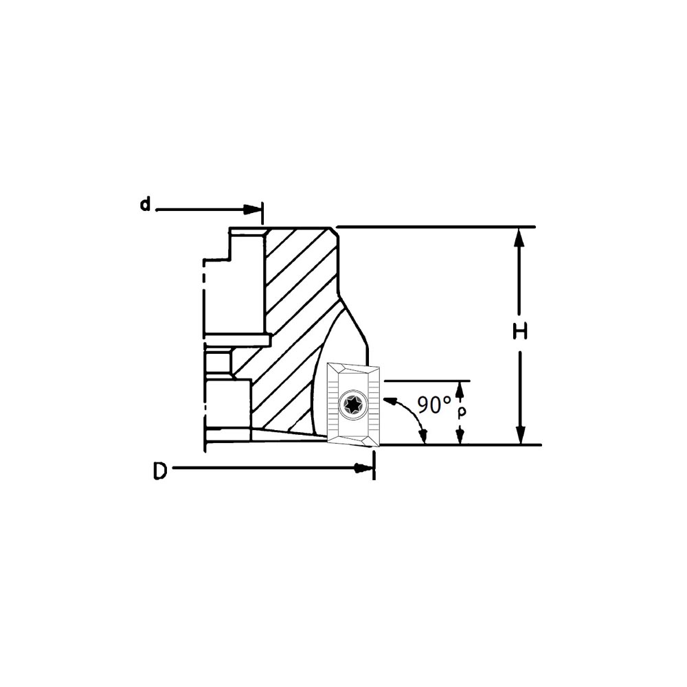 Eckfräser 90° D=63 d=22 Z6 Zeichnung