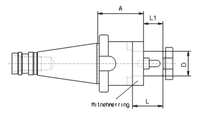 Drawing Combination shell mill adapter DIN 2080 SK30, D:22