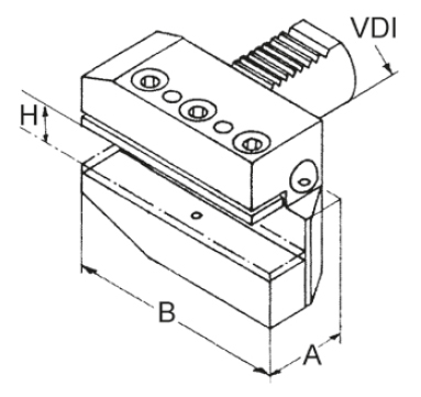 Zeichnung Radial-Werkzeughalter VDI 40, rechts, lang, Typ B5