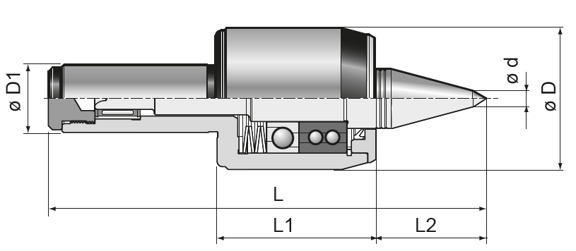 Zeichnung Mitlaufende Drehbankspitze zylindrisch Ø 32 mm