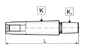 Zeichnung Kegeldorn MK 2 / B 16 mit Anzugsgewinde