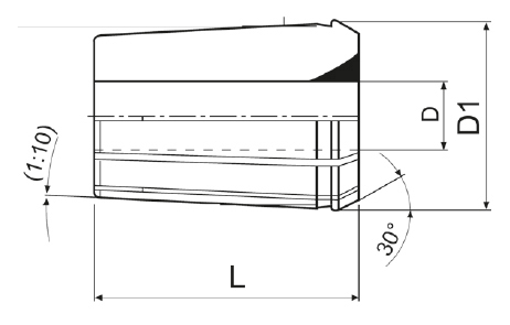 Zeichnung Spannzange OZ, DIN 6388A, Typ 401 E Ø 1,5 mm