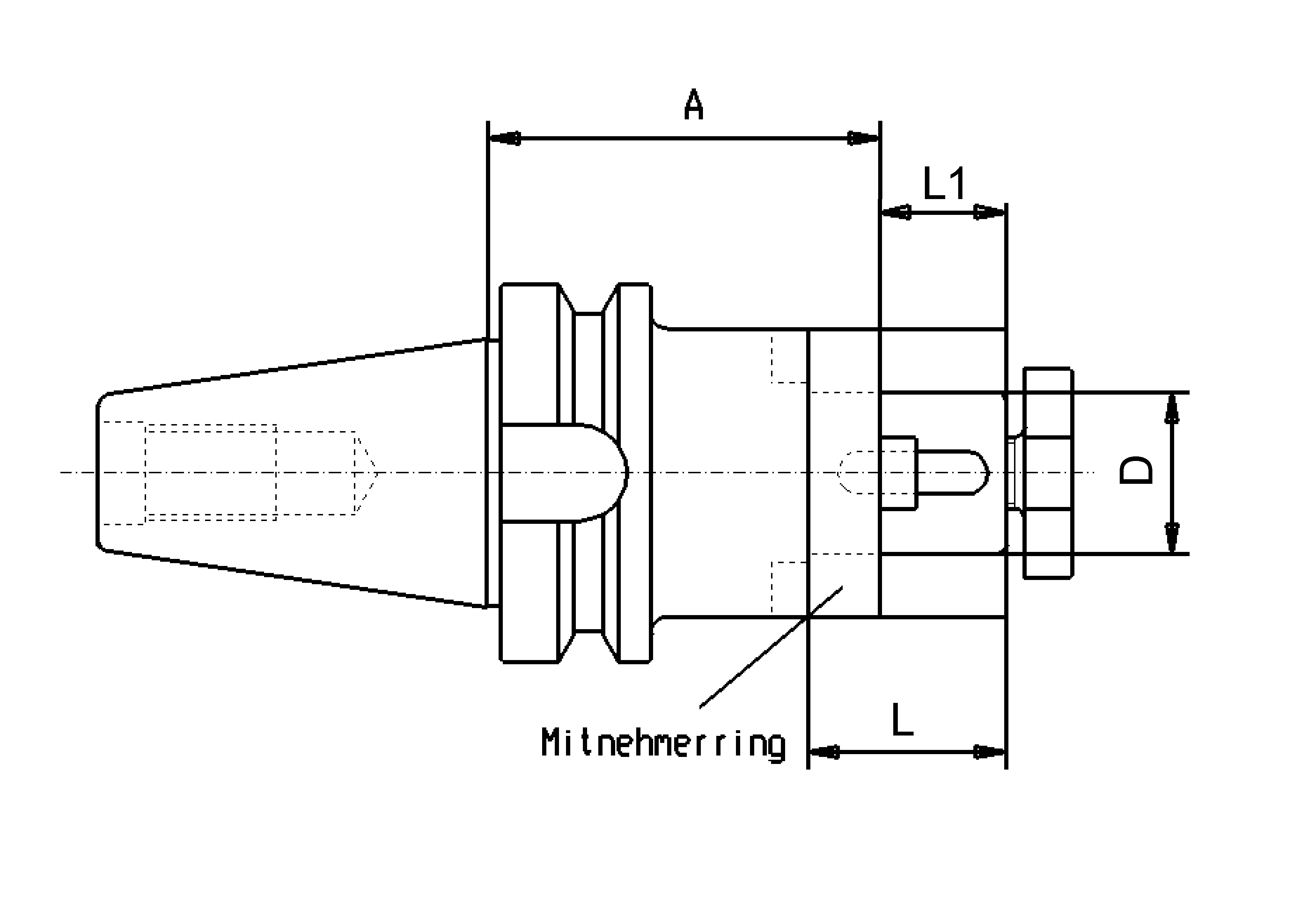 Drawing Combination shell mill adapter MAS BT50, D:27 mm