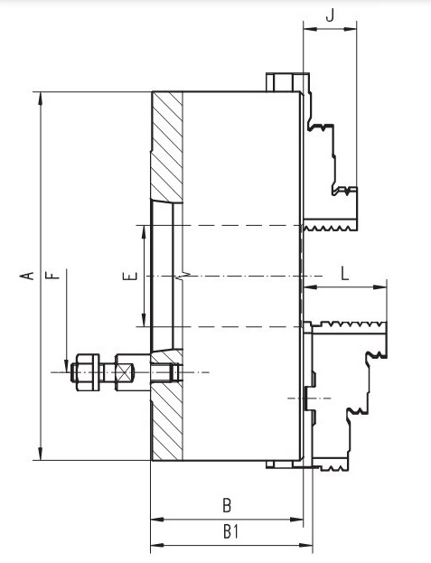 Drawing 3-jaw scroll chuck Bison 3234-160-4