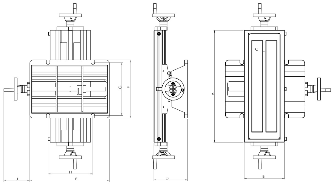 Drawing Stationary cross table KT2 precision, 700 x 180 mm