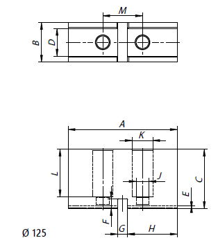 Zeichnung Weiche Aufsatzbacken für Keilstangenfutter 125 mm