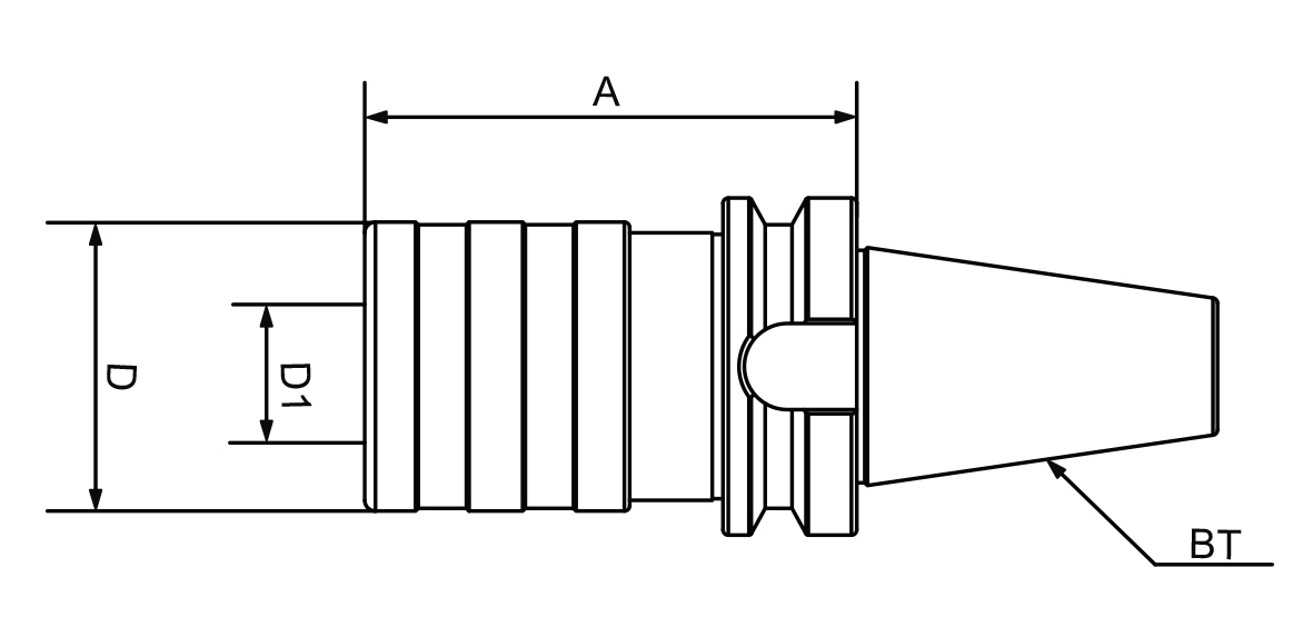 Zeichnung Gewindeschneidfutter MAS BT 40, M5 - M22