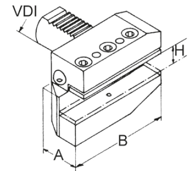 Zeichnung Radial-Werkzeughalter VDI 40, links, lang, Typ B6