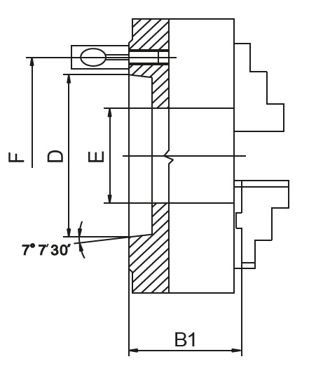Drawing 3-jaw lathe chuck DIN 55029 Ø 160 mm, Taper 4 Drawing 3-jaw lathe chuck DIN 55029 Ø 160 mm, Taper 4
