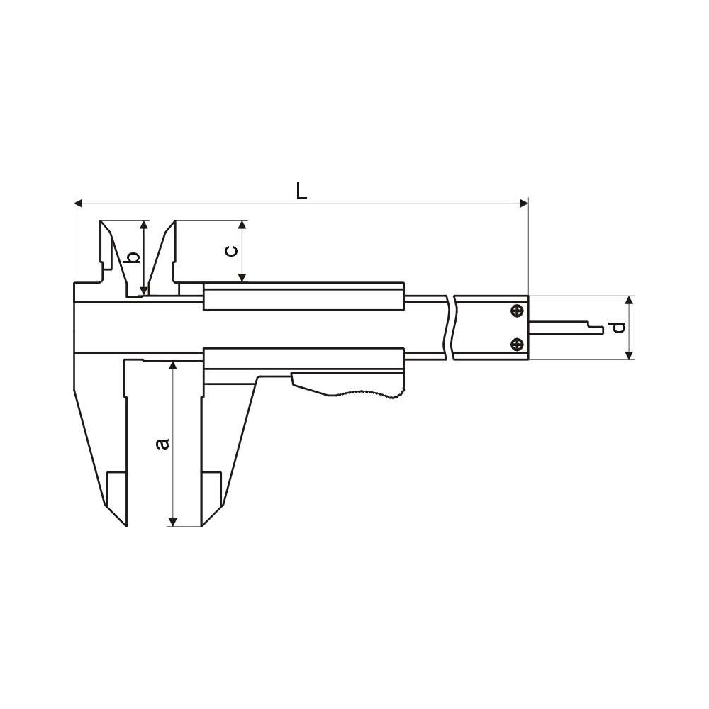 Technical drawing Vernier caliper analog 0 - 150 mm DIN 862 with certification