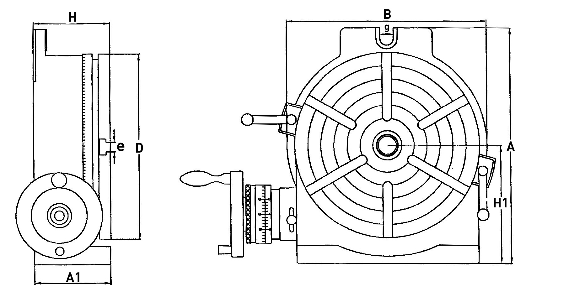Drawing Precision rotary table MT 2, type 150