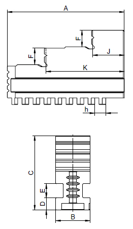 Drawing Hard solid jaws, outside clamping for Ø 250 mm