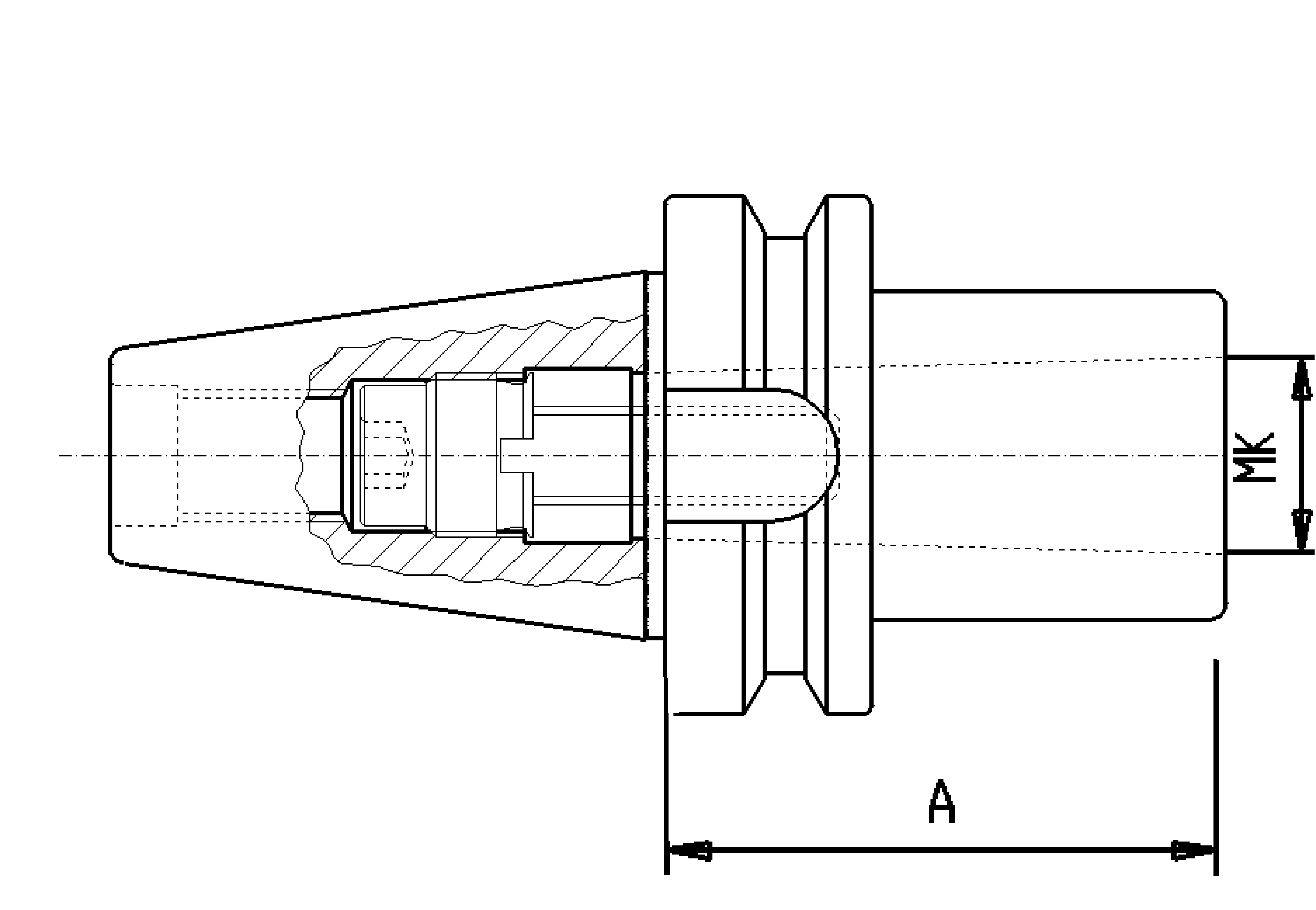 Zeichnung Zwischenhülse MAS BT50 MK1, Anzugsgewinde