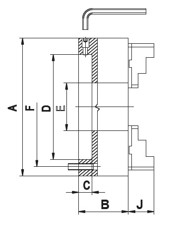 Drawing Three-jaw lathe chuck, fine adjustment 400 mm