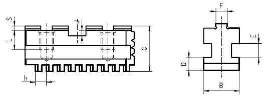 Drawing 1 Hard master jaws for 4-jaw scroll chucks Ø 250 mm
