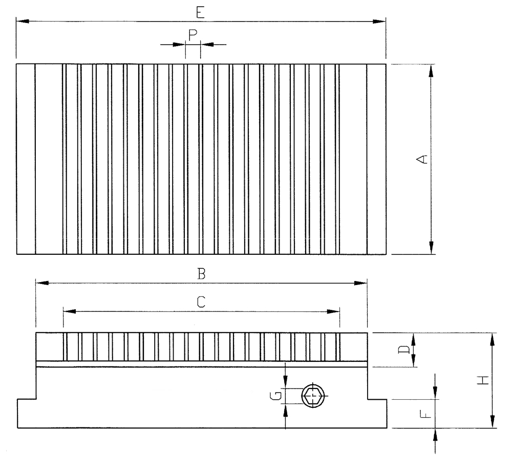 Zeichnung Magnetspannplatte 150 x 450 mm Zeichnung Magnetspannplatte 150 x 450 mm