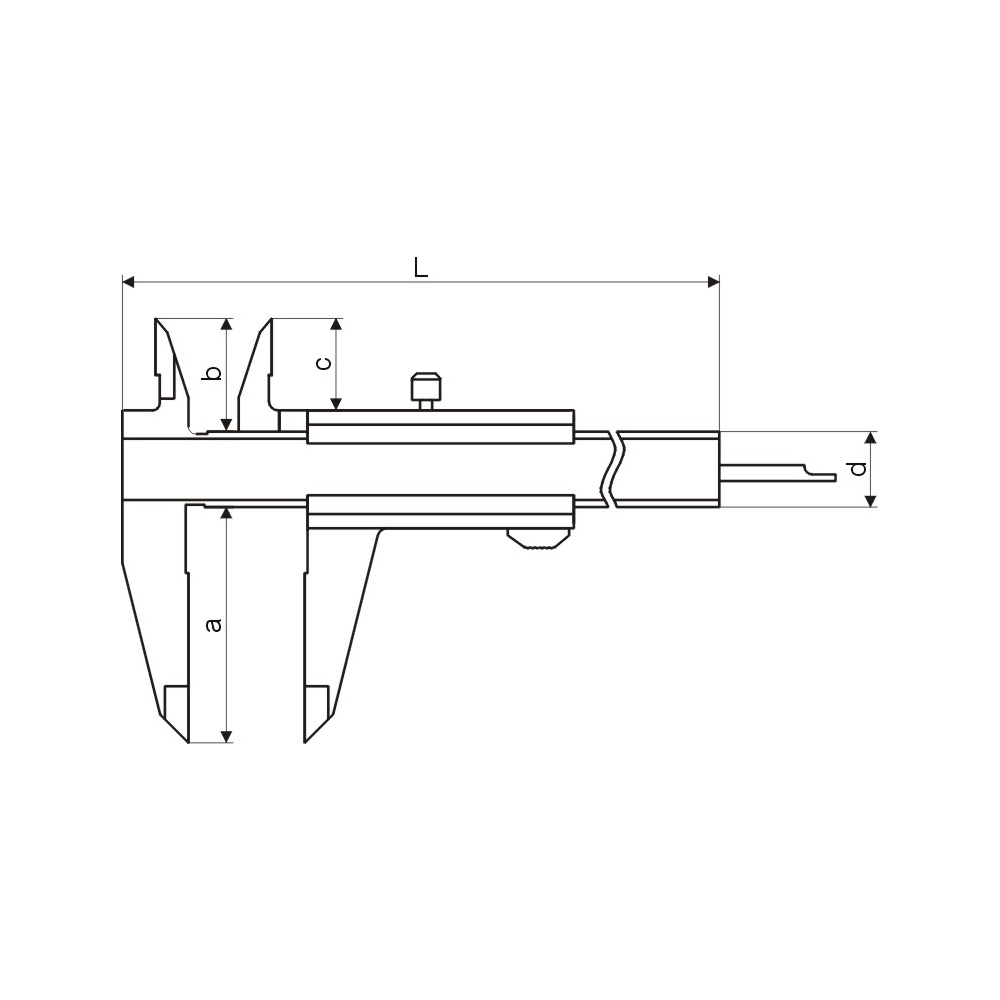 Technical drawing Vernier caliper analog 0 - 150 mm, DIN 862 with certification