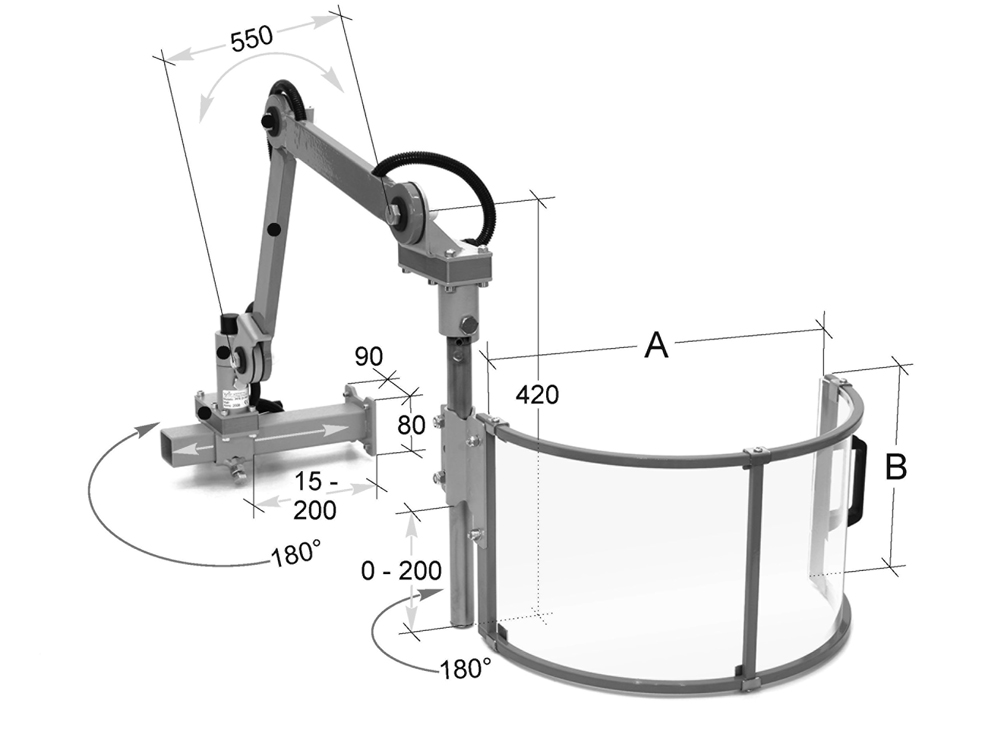 Schutzeinrichtung für Fräsmaschinen Ø 400 mm Schutzeinrichtung für Fräsmaschinen Ø 400 mm