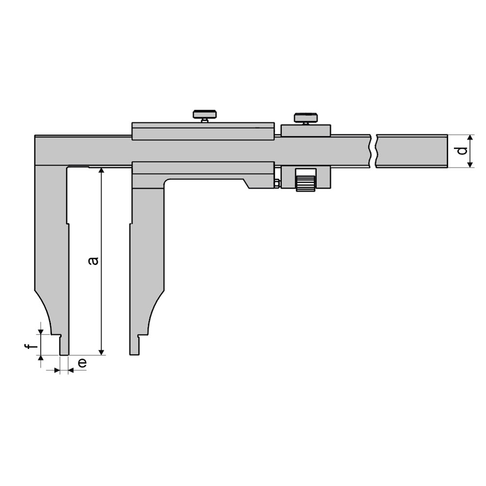 Technical drawing Control caliper 0 - 500 mm without points DIN 862