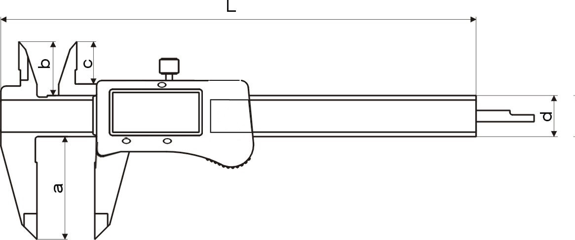 Zeichnung Digital-Messschieber mit extra langem Messschnabel 0 - 200 mm 3 V Zeichnung Digital-Messschieber mit extra langem Messschnabel 0 - 200 mm 3 V
