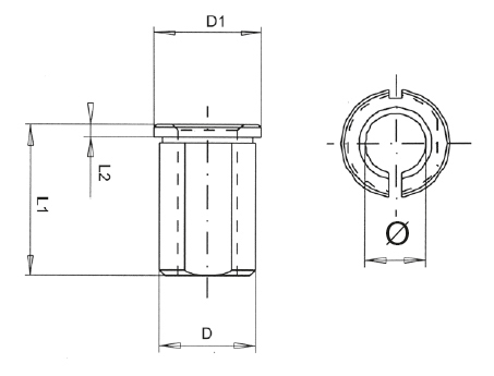 Drawing Reduction sleeve slotted, RZ-60-40