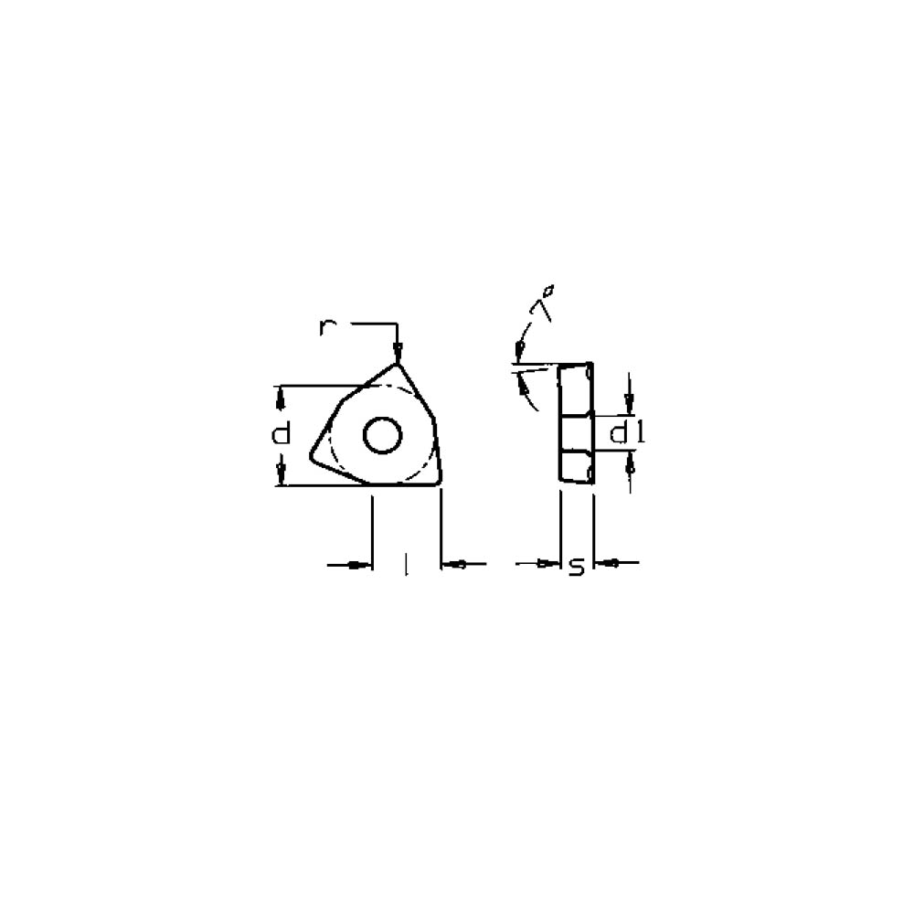 Milling inserts WNMU 080608-MB K400 technical drawing Milling inserts WNMU 080608-MB K400 technical drawing
