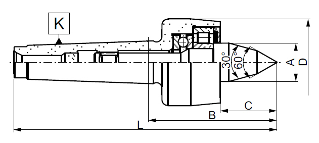 Drawing Heavy duty tailstock centre Bison type 8814-6