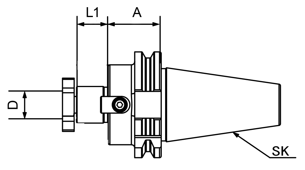 Drawing Face mill holder DIN 69871 SK40, D:27 / A:160 Drawing Face mill holder DIN 69871 SK40, D:27 / A:160