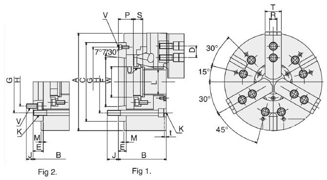Drawing Three-jaw power chuck N-212A8 Ø 304 mm