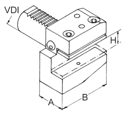 Zeichnung Radial-Werkzeughalter VDI 60, links, kurz, Typ B2