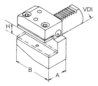 Zeichnung Radial-Werkzeughalter VDI 60, rechts, kurz, Typ B1