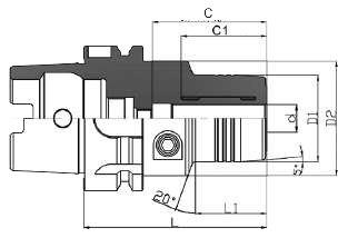 Drawing Hydraulic chuck HSK-A 63, Ø 8 x 80 mm