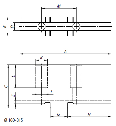 Zeichnung Weiche Aufsatzbacken für Keilstangenfutter 250 mm