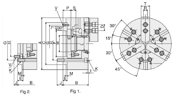 Zeichnung Dreibacken-Kraftspannfutter N-205A4 Ø 135 mm Zeichnung Dreibacken-Kraftspannfutter N-205A4 Ø 135 mm
