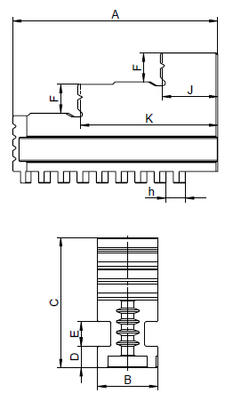 Drawing Hard solid jaws, outside clamping for Ø 200 mm Drawing Hard solid jaws, outside clamping for Ø 200 mm