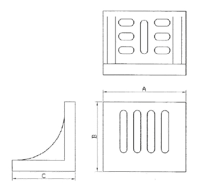 Drawing Angle plate with clamping slots, type AWSS 200