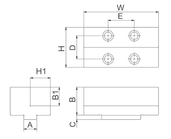 Zeichnung Bewegliche Stufenbacke für Schraubstock MC2-125
