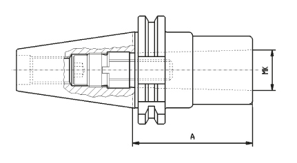 Drawing Reducing adapter DIN 69871, SK50 MT5 with thread