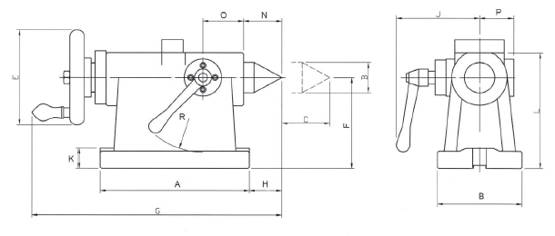 Zeichnung Reitstock Zentra Typ RSF-210