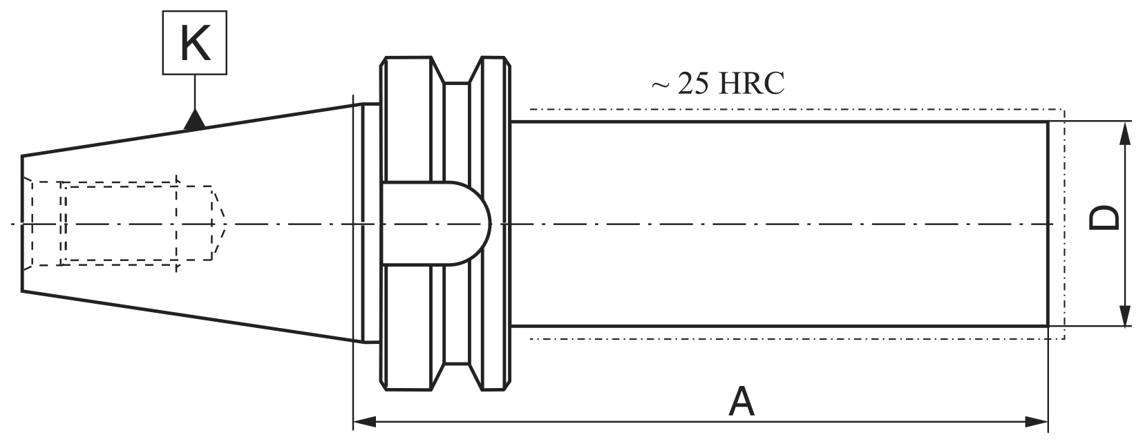 Zeichnung Rohling MAS BT40, D: 63 mm Zeichnung Rohling MAS BT40, D: 63 mm