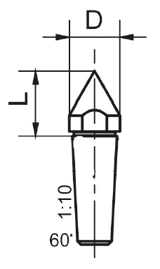 Zeichnung Spitzkörner für Drehbankspitzen Typ 923
