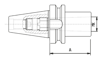 Zeichnung Zwischenhülse MAS BT50 MK5, Anzugsgewinde