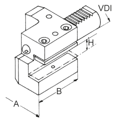 Zeichnung Axial-Werkzeughalter VDI 20, rechts, Typ C1