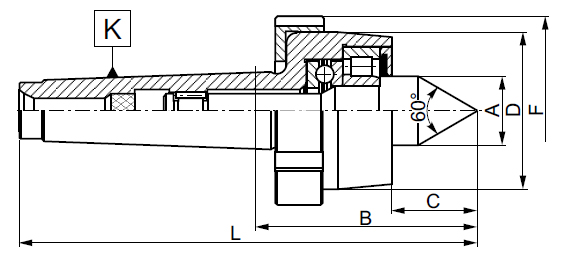 Drawing Heavy duty tailstock centre Bison type 8815-1