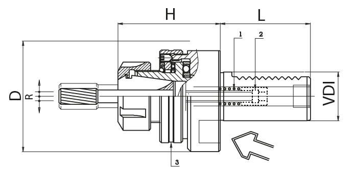 Drawing 1 Floating chuck VDI 40 for collets ER 40