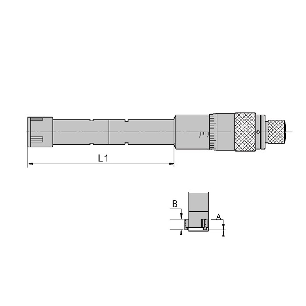 Zeichnung Dreipunkt-Innen-Messschrauben 30-40 mm analog DIN 863
