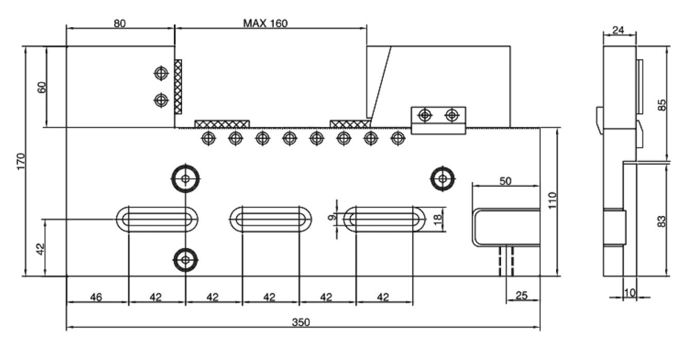 Zeichnung Präzisions-Erodierschraubstock 160 mm