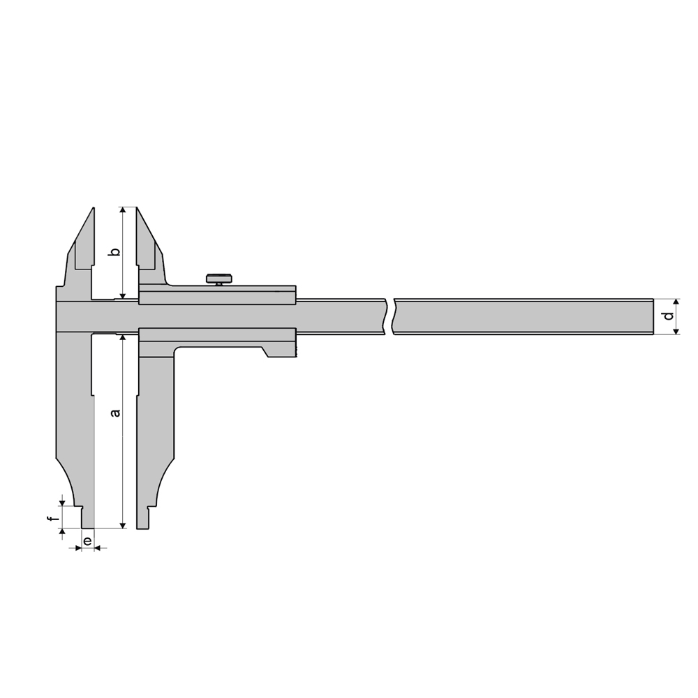 Zeichnung Präzisions-Werkstatt-Messschieber, 500 x 150 mm, mit Spitzen, DIN 862